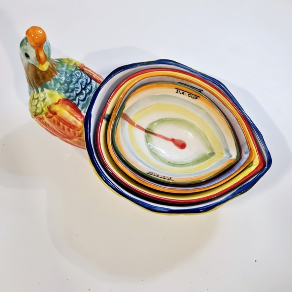 Pier 1 Imports Peacock 4 Piece Measuring Cup Set 1/4 to 1 Cup - Picture 16 of 16